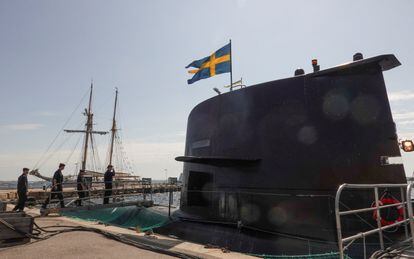 The Swedish submarine 'HMS Gotland', at the end of May at Karlskrona Naval Base.