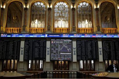 The Madrid stock market, where the Ibex 35 retreated following Sunday's election.
