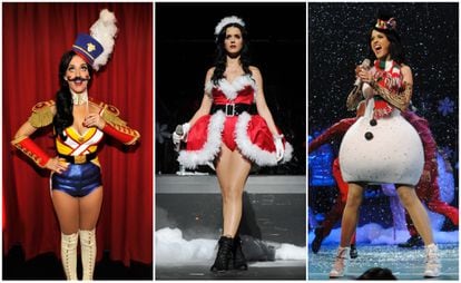 One Christmas costume was not enough for Katy Perry, who showed off three different festive looks at the Y100 Jingle Ball in 2010.