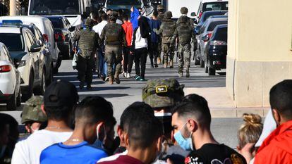 Some of the migrants who crossed the border, in a photo taken on Wednesday.