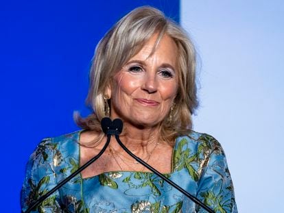 First lady Jill Biden speaks, Jan. 25, 2023, in Washington. The first lady will visit Namibia and Kenya this week as part of a push by the United States to step up engagement with Africa as a counterweight to China's influence on the continent, the White House announced Tuesday.