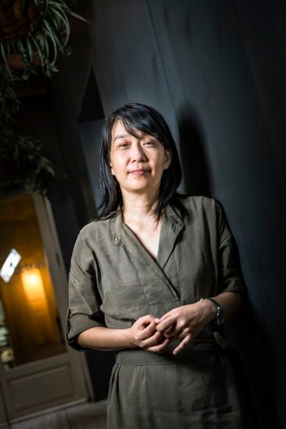 The novelist Han Kang, during her interview.