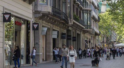 Passeig de Gràcia, one of the main streets in Barcelona.