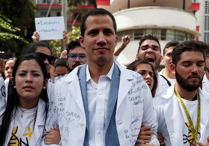 Juan Guaidó in a protest against Venezuelan President Nicolas Maduro.