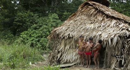 A Yanomami family in Brazil's protected reserve.