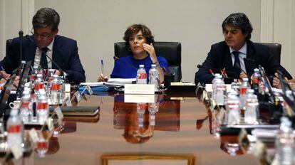 Deputy Prime Minister Soraya Sáenz de Santamaría during a meeting on Wednesday.