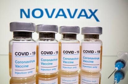 Vials of the Novavax vaccine.