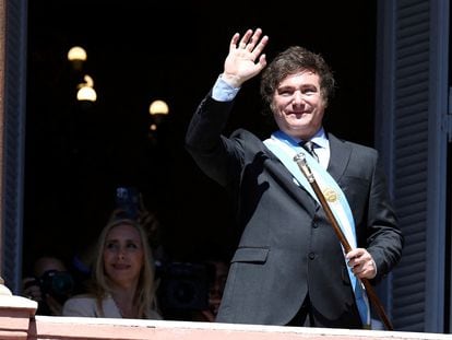 President Javier Milei, on the day of his inauguration at the Casa Rosada.