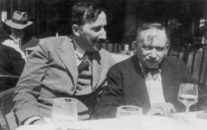 Stefan Zweig and Josef Roth in Ostend, Belgium, in a photograph dated 1936.
