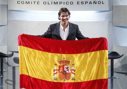 Nadal at the announcement that he would be Spain&#039;s flag-bearer.