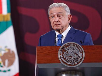 Mexican President Andres Manuel Lopez Obrador at his daily press conference in Mexico City, Mexico. February 1, 2024.
