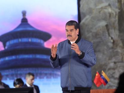 A Venezuelan government image of Venezuelan President Nicolas Maduro during a broadcast of his weekly program 'Con Maduro+' from Shandong province, China, on Tuesday.