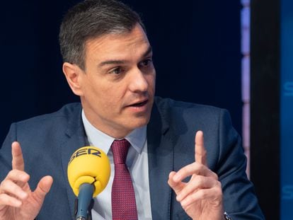 Spanish Prime Minister Pedro Sánchez during an interview with the Cadena SER radio network.