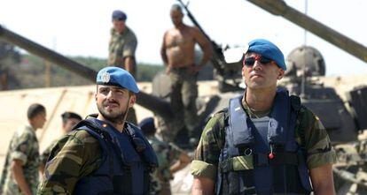 Spanish blue helmets at the United Nations mission in southern Lebanon.