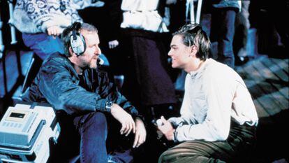 James Cameron and Leonardo DiCaprio during the filming of 'Titanic.'