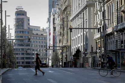 An empty Madrid on Saturday, due to the restrictions introduced to combat the spread of the coronavrius.