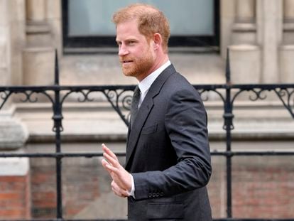 Britain's Prince Harry leaves the Royal Courts Of Justice in London, March 30, 2023.