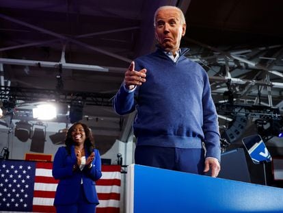 U.S. President Joe Biden participates in a campaign event at Strath Haven High School in Wallingford, Pennsylvania, March 8.