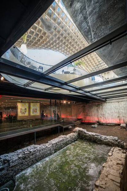 Roman ruins at the Antiquarium in Seville.