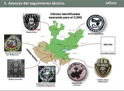 Different cells that make up the Jalisco New Generation Cartel, leaked by Guacamaya.