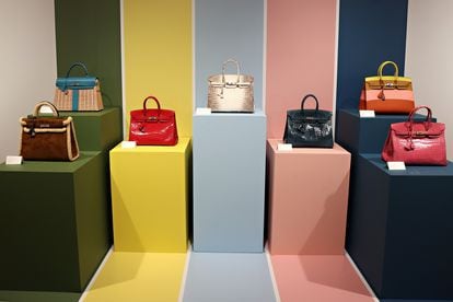 A view of Hermès Birkin bags