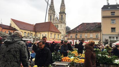 Mercado de Dolac, en el centro de Zagreb, el miércoles 18 de enero.