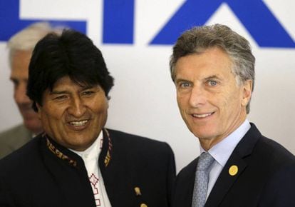 The presidents of Bolivia and Argentina, Evo Morales and Mauricio Macri.