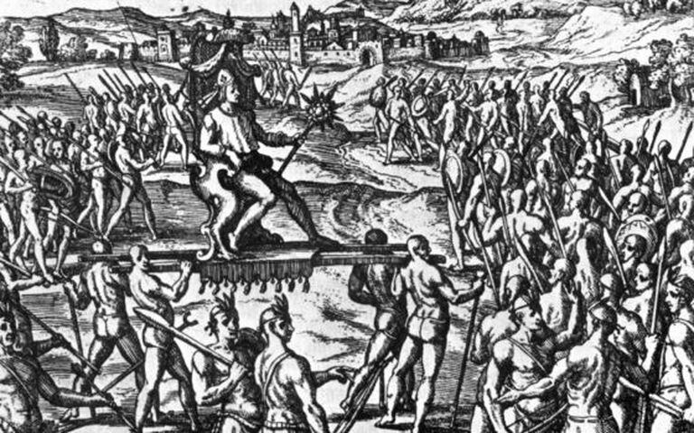 Engravings depicting the conquest of America.