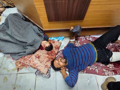 Injured Palestinians last Thursday at the Indonesian Hospital in the Gaza Strip.
