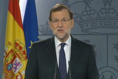 Mariano Rajoy speaks from La Moncloa prime ministerial residence on Tuesday.