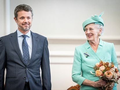 Crown Prince Frederik and Queen Margrethe II attend the opening of the Danish Parliament at Christiansborg Palace in Copenhagen, Denmark, on October 4, 2022.