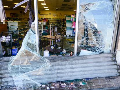 Shown is the aftermath of ransacked liquor store in Philadelphia, Wednesday, Sept. 27, 2023.