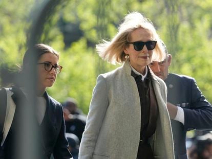E. Jean Carroll arrives to a courthouse in New York, on April 25, 2023.
