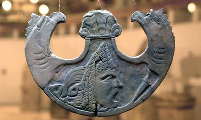 A Roman 'oscillum' at the Badalona museum.