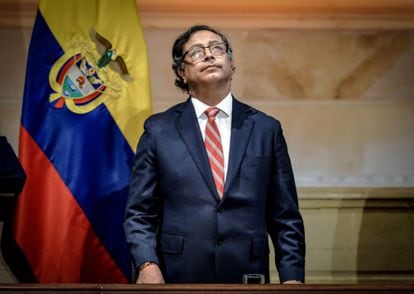 Colombian President Gustavo Petro during the opening of a new legislative session of Congress
