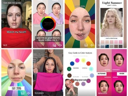 TikTok creators use filters or fabrics to analyze the colors of their face.
