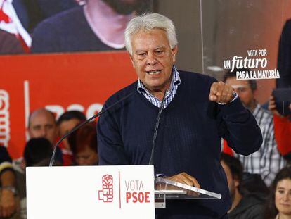 Former Spanish Prime Minister Felipe González campaigning for the Socialists in Madrid on Tuesday.