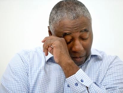 Charles Richardson, of Baltimore, wipes his eye while discussing his alleged abuse decades ago by a Catholic priest, in Baltimore on Wednesday, Sept. 20, 2023.