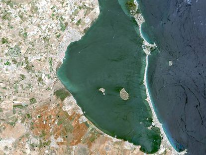 A satellite view of the Mar Menor, in the region of Murcia.
