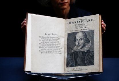 Shakespeare's portrait in one of the extant copies of the 'First Folio', auctioned by Christie's in 2020.