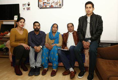Balwant Singh, (2nd r) with his wife and three children.