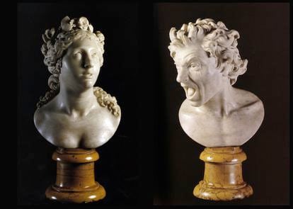 'Alma salvada' (left) and 'Alma condenada', the two busts by Bernini that the embassy houses.