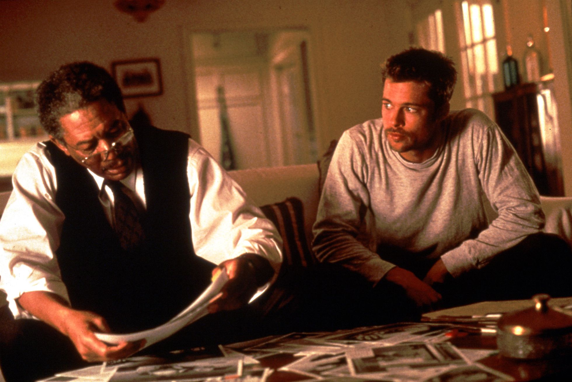 Morgan Freeman and Brad Pitt in a scene from 'Seven.' GETTY IMAGES (GETTY IMAGES)