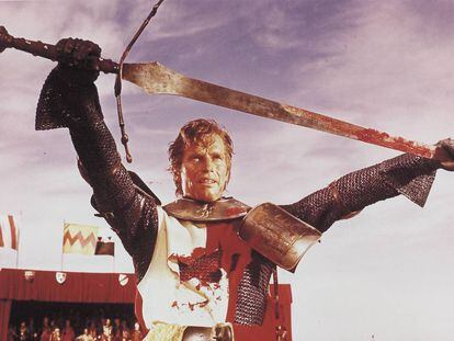 Charlton Heston in a scene from the epic movie 'El Cid.'
