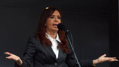 Cristina Kirchner giving a speech earlier this year.