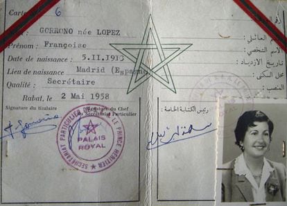 Paquita Gorro&ntilde;o&#039;s ID card from her time as secretary in the Moroccan Royal Palace. 