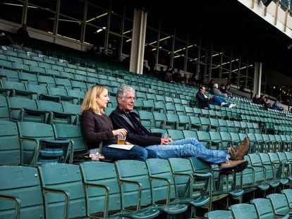 Woolever and Bourdain at a stadium in Queens, New York, in an image provided by Woolever.