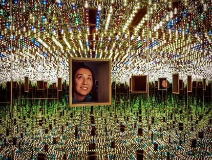 The work 'Infinity Mirrored Room - Love Forever' (the first of her mirrored rooms, created in 1966) at an exhibition in Washington in 2017.