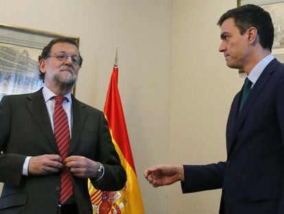 Rajoy and Sánchez during their meeting last week in Congress.