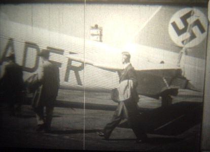 Passengers boarding the ‘Hans Wende’ Junker Ju 52 in a still image from an old documentary film. 